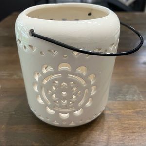 Decorative large cream candle holder 5in X 5in